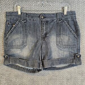 One 5 One Womens Dark Wash Utility Denim Shorts Cuffed Size 8 MSH14873Z